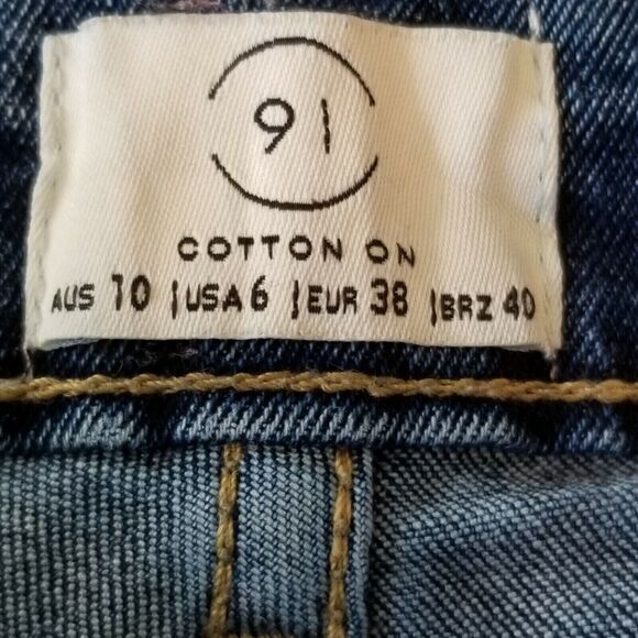 Cotton On Womens Mom Jeans Size 6 High Rise 90s Dark Wash Stretch Tapered Leg - Picture 8 of 9